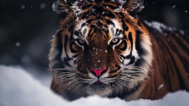 a tiger in the snow