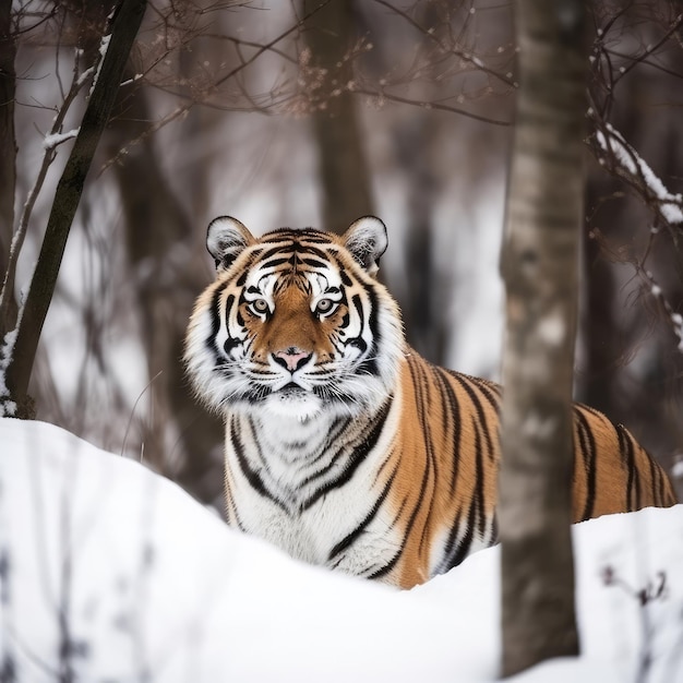 雪の中の虎