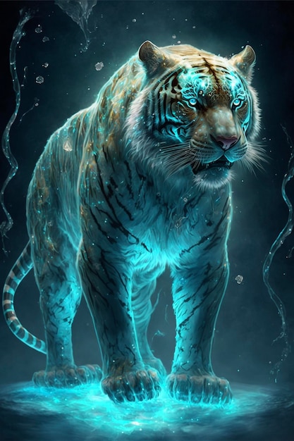 Tiger that is standing in the water generative ai