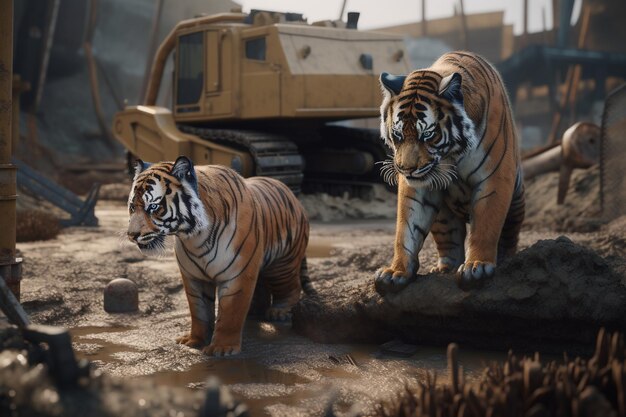 Premium AI Image  Urban Jungle Unleashed Tiger Captured in NYC's