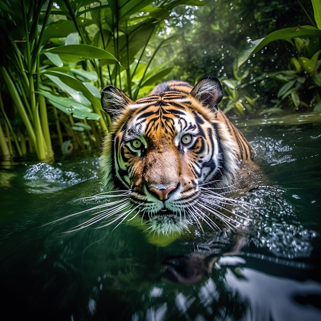 tiger underwater in wildlife ai generated