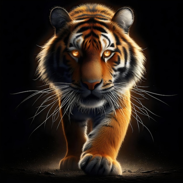 A Tiger walking on isolated background Ai generated