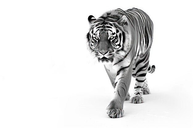 A Tiger walking on white background