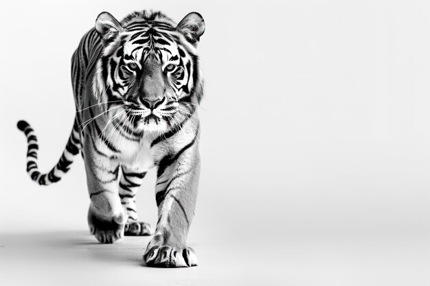 A Tiger walking on white background