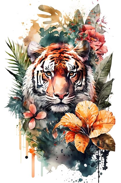 tiger watercolor. ai generated