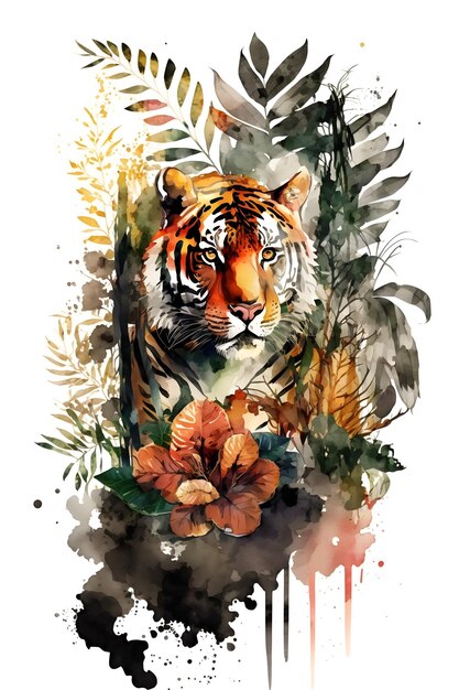 虎の水彩画。生成された人工知能