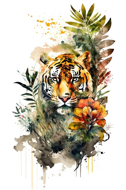 tiger watercolor. ai generated