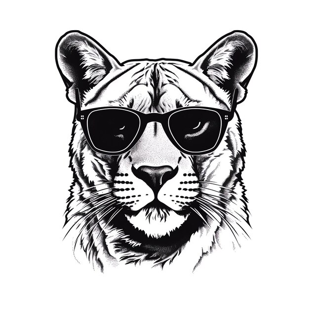 A tiger wearing sunglasses