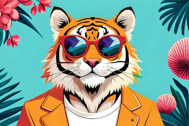 Foto una tigre che indossa occhiali da sole alla moda