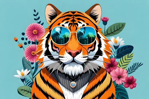 A tiger wearing trendy sunglasses