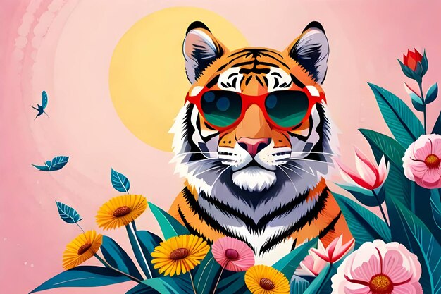 A Tiger wearing trendy sunglasses