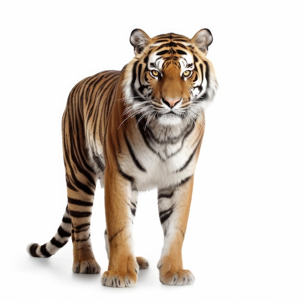 A tiger on a white background