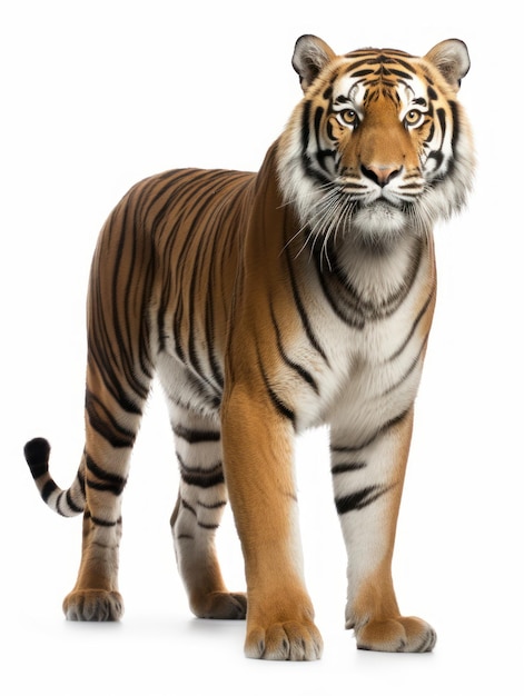 A tiger on a white background