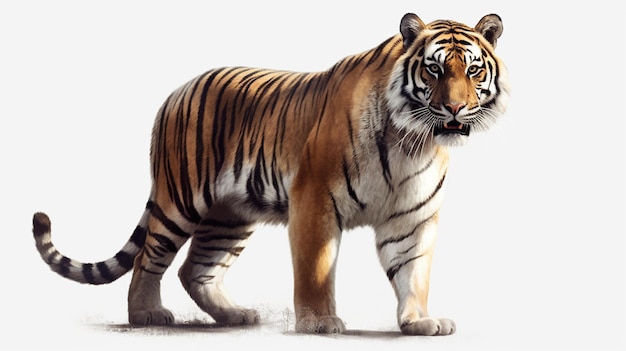 A tiger on a white background