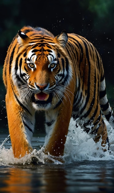 A tiger a wild animal of prey enraged