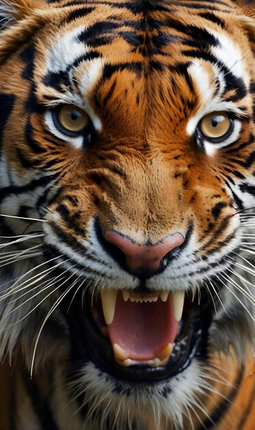 A tiger a wild animal of prey enraged