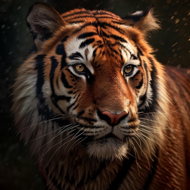 A tiger with a black background and a black background.