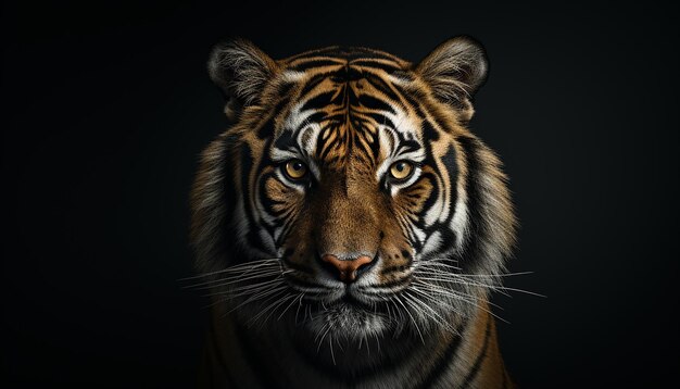 a tiger with a black background and a black background