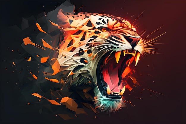 Futuristic portrait of a tiger. 3D Rendering., Ai Generative Image 23184748  Stock Photo at Vecteezy