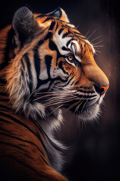 A tiger with a black background