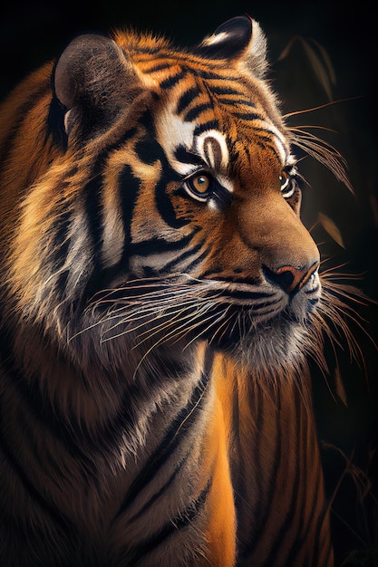 A tiger with a black background