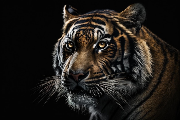 A tiger with a black background