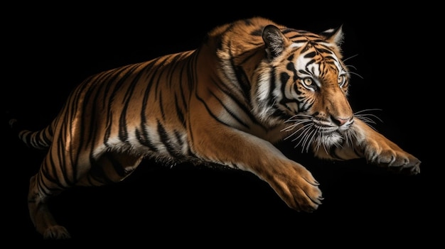 A tiger with a black background