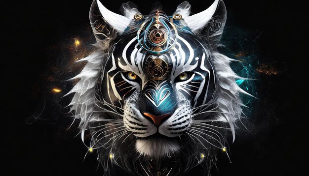 a tiger with a blue and silver head that says quot the name of the tiger quot