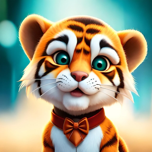 A tiger with a bow tie and a bow tie