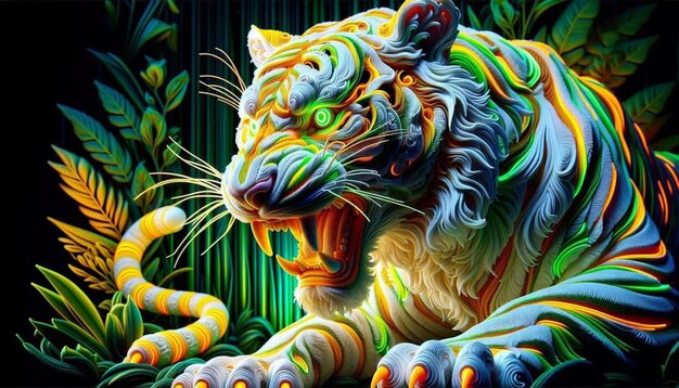 a tiger with a colorful face is shown in a picture