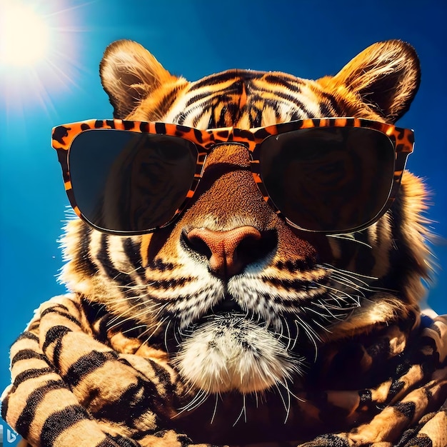 tiger with glasses