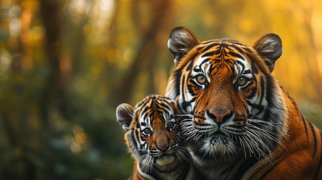 Photo tiger with a hir son wildlife photography photorealism