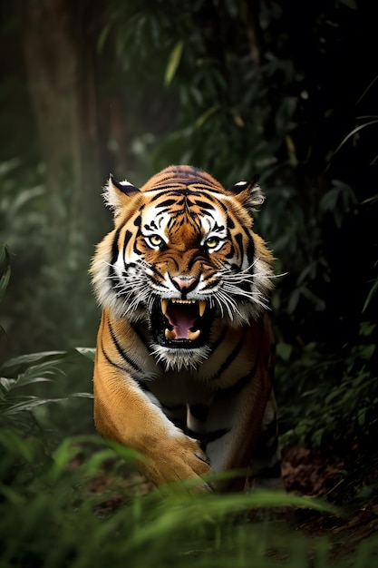 A tiger with its mouth open and a big grin on its face