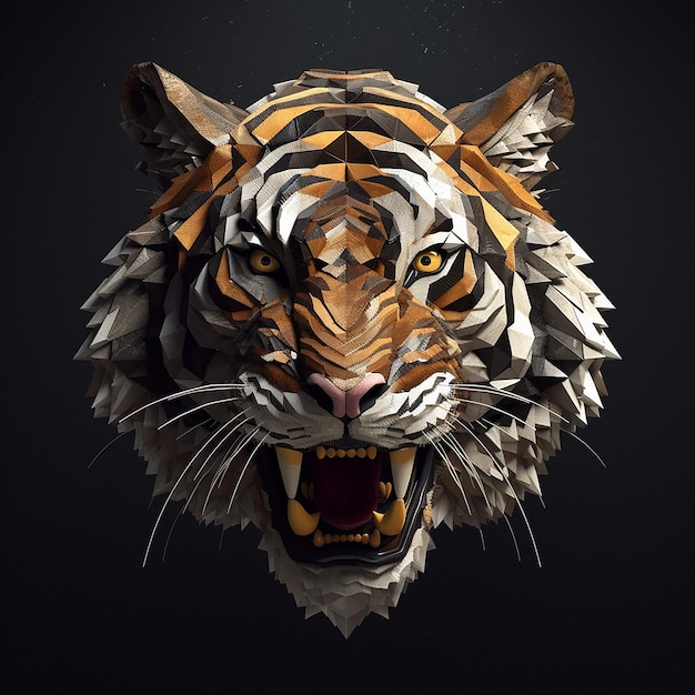 A tiger with its mouth open and the word tiger on it