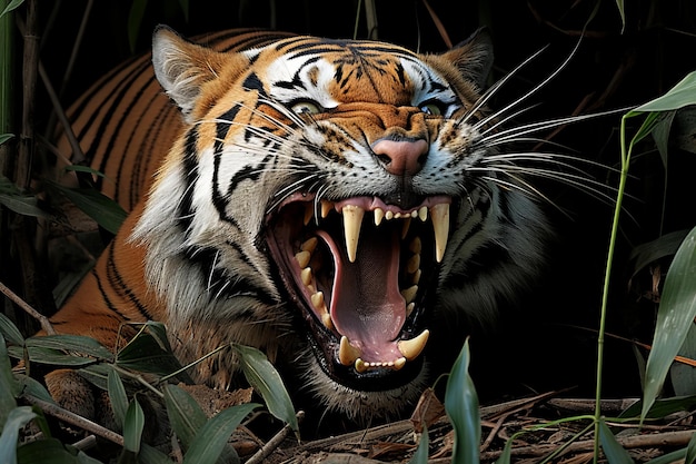 a tiger with its mouth open