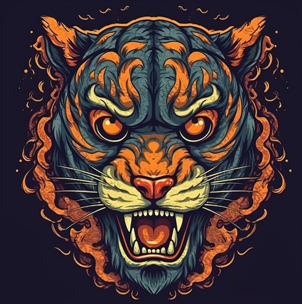 A tiger with orange eyes and orange eyes