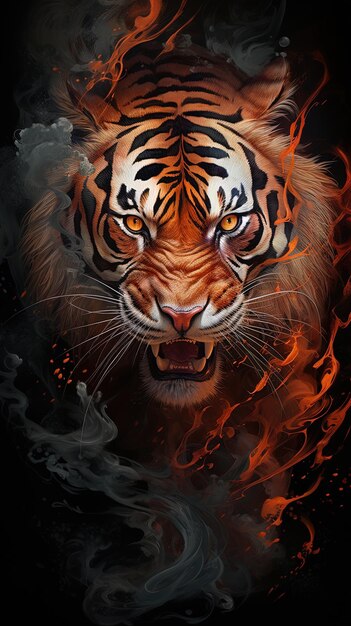 a tiger with a red face and the words tiger on the bottom