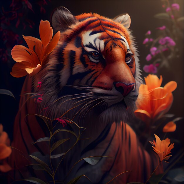 Digitally rendered big wild cat, red tiger, 3D Illustration Stock Photo -  Alamy