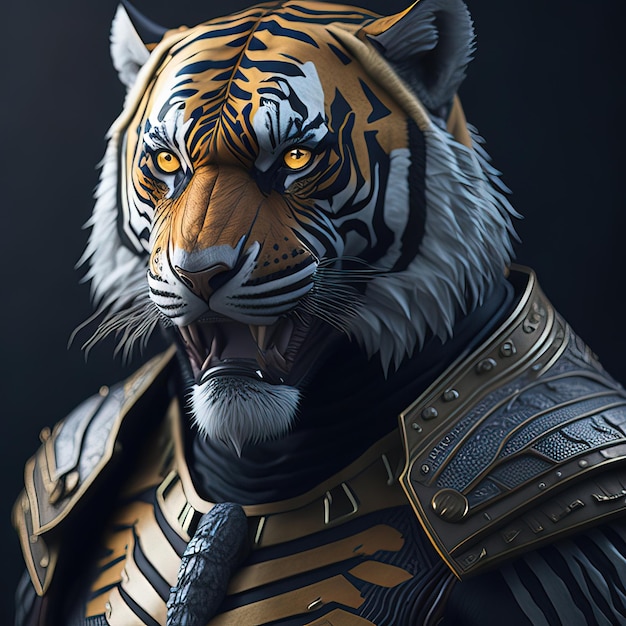 Futuristic portrait of a tiger. 3D Rendering., Ai Generative Image 23184748  Stock Photo at Vecteezy