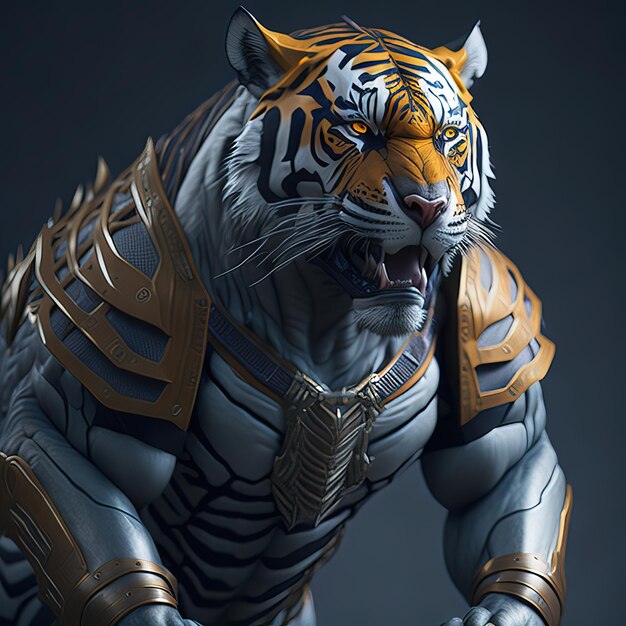 A tiger with a silver and gold coat