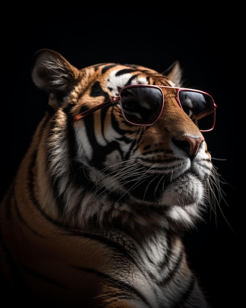 A tiger with sunglasses on