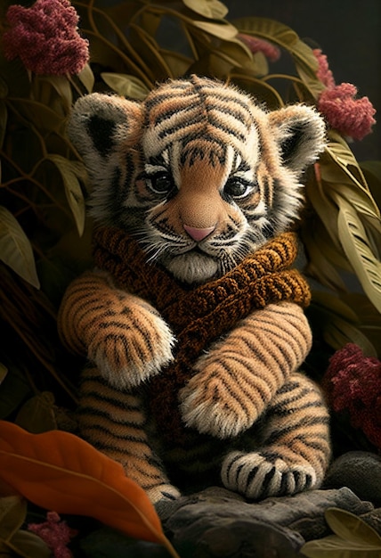 A tiger with a sweater on