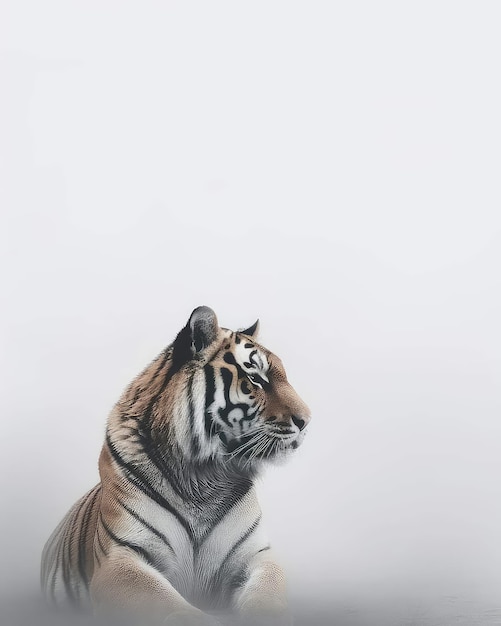 A tiger with a white background and a black stripe on its face.