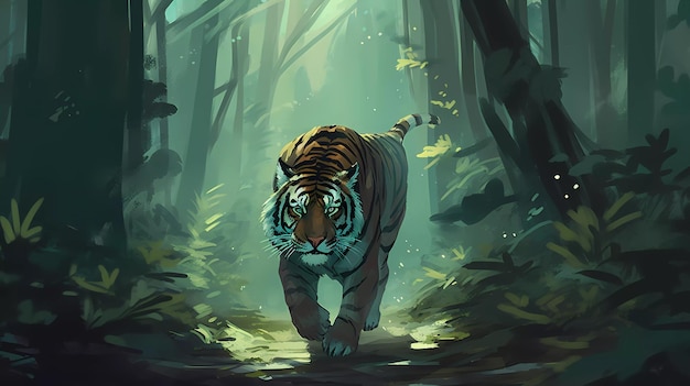 A tiger in the woods