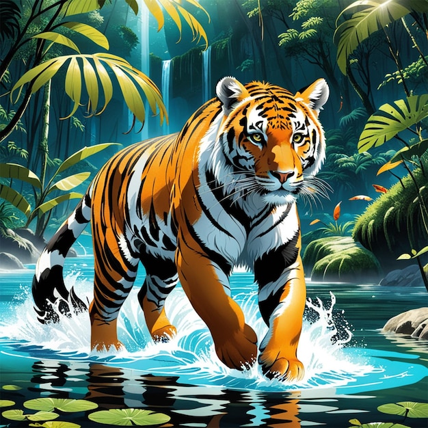 Tigerdynamische dieren die in de natuur leven