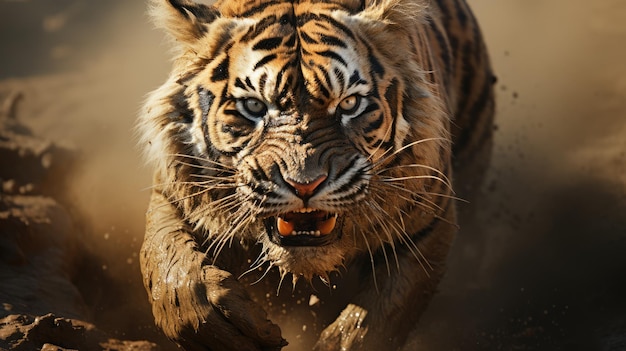 Tigers run on the plains and chase their prey