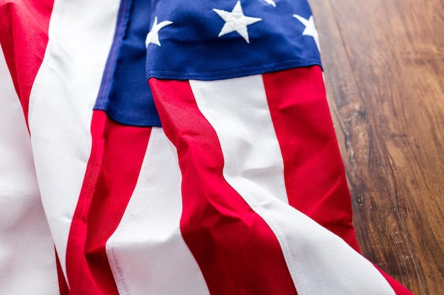 Tight closeup of the stars and stripes of an American Flag.