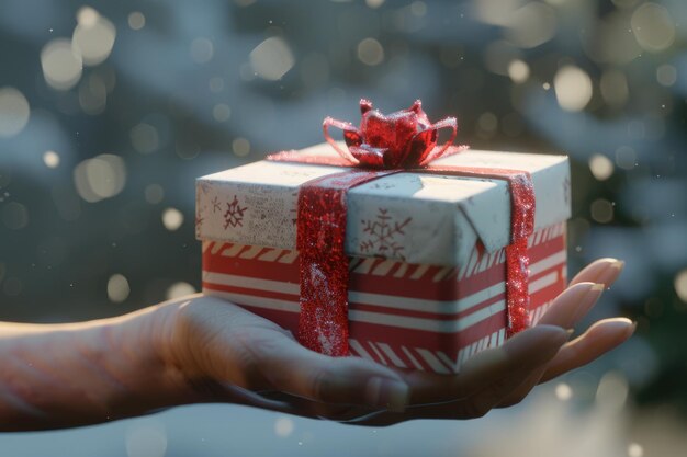 Tijd geschenken cadeau doos in de hand meisjes