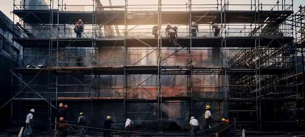 Tijdelijke steun reparatie bouwplaats steigerwerk