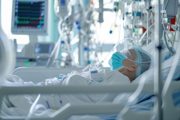 Tijdens de intensive care in een intensive care unit was de ICU-patiënt in coma.